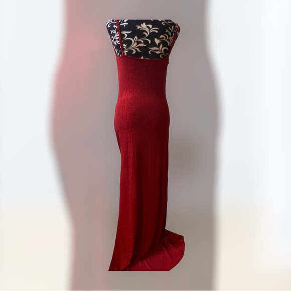 Fashion Nova “Mila Lurex” Maxi Dress Wine Size M - Picture 7 of 15